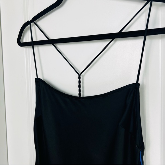 Simon Miller Kizo Black Feather Trim Open Back Maxi Slip Dress Gown Large - Picture 4 of 13